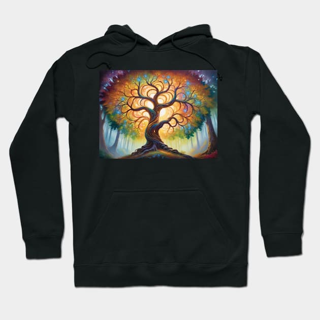 Iridescent Majesty: Ethereal Beauty of a Meticulously Painted Tree (406) Hoodie by WASjourney